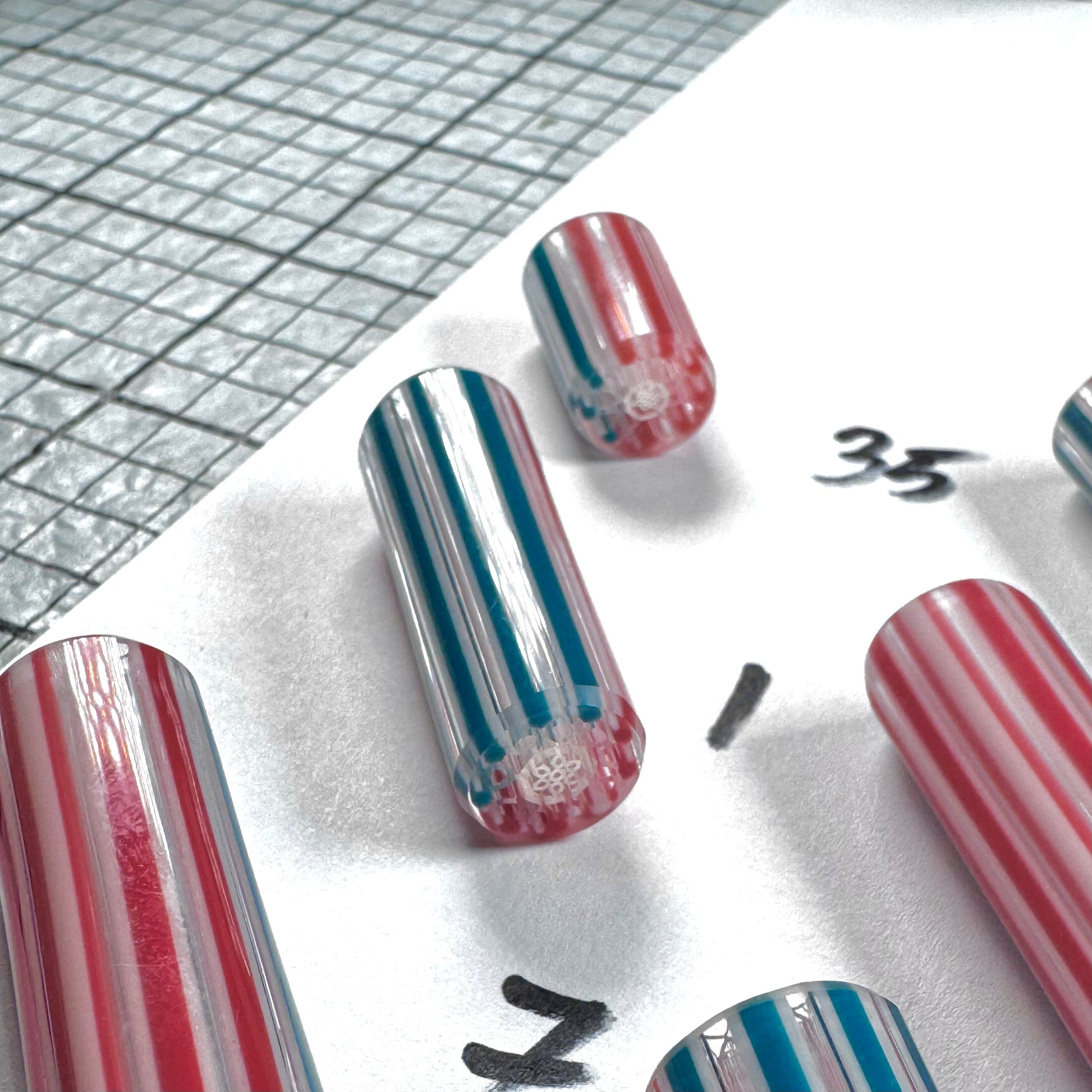Starwhite Fine Line Design, Pacific Coral Blue, & Cherry Apple Red • V.1