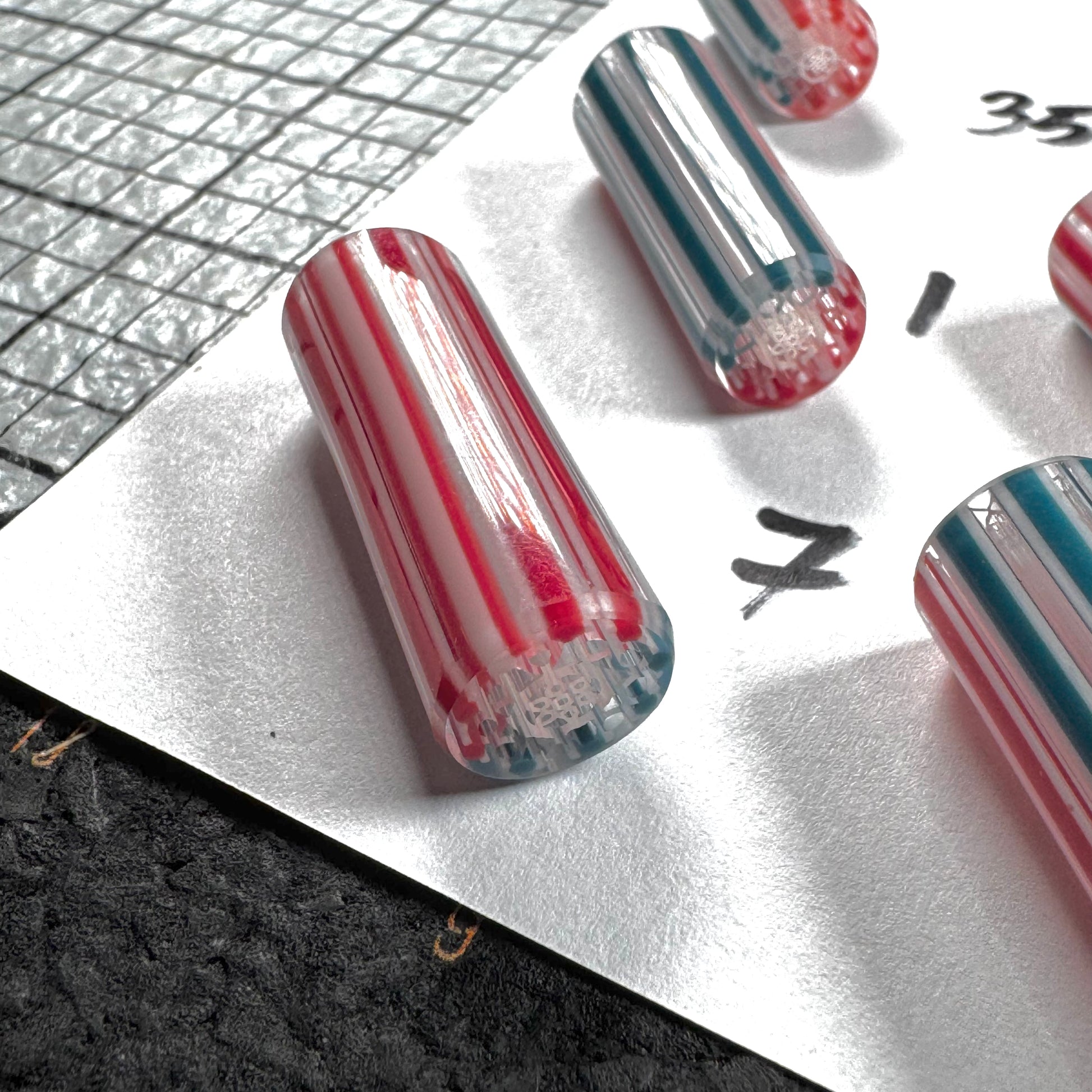 Starwhite Fine Line Design, Pacific Coral Blue, & Cherry Apple Red • V.1