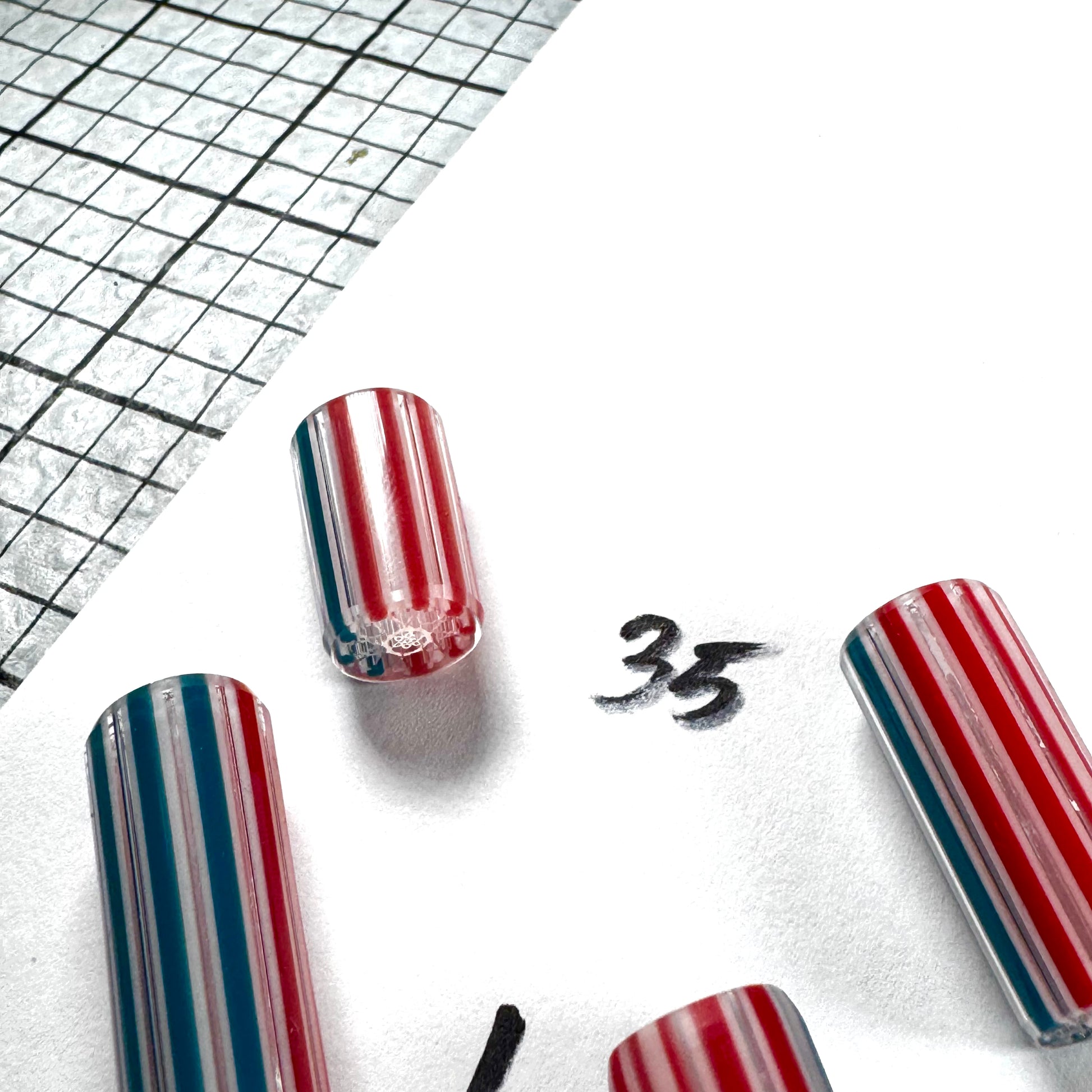 Starwhite Fine Line Design, Pacific Coral Blue, & Cherry Apple Red • V.1