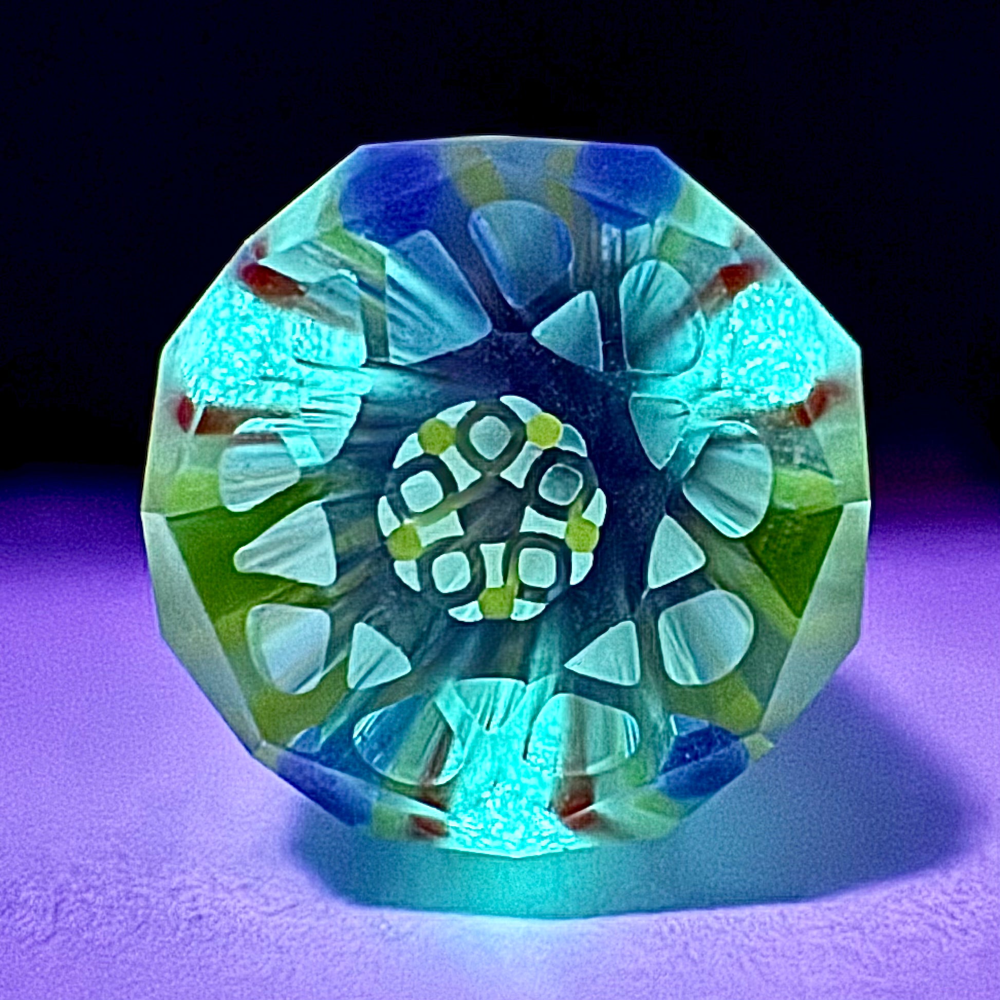 UV HAWAIIAN SUNRISE WINTER || Glows-in-the-Dark || Exotic King-Faceted ||CONNOISSEUR SATIN MATTE FINISH || #M0154 || 1 of 1 || World Glass Graded 10/10